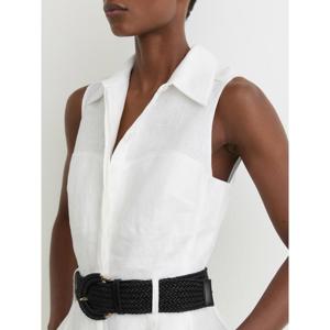REISS Taylor Linen Sleeveless Belted Playsuit